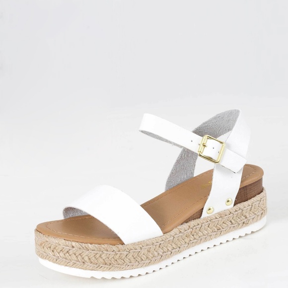 SZ 10 Open Toe Ankle Strap Espadrille Wedge Sandal - Picture 2 of 6